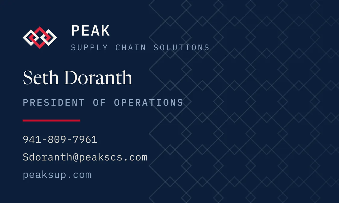 Business card front for Seth Doranth, President of Operations
