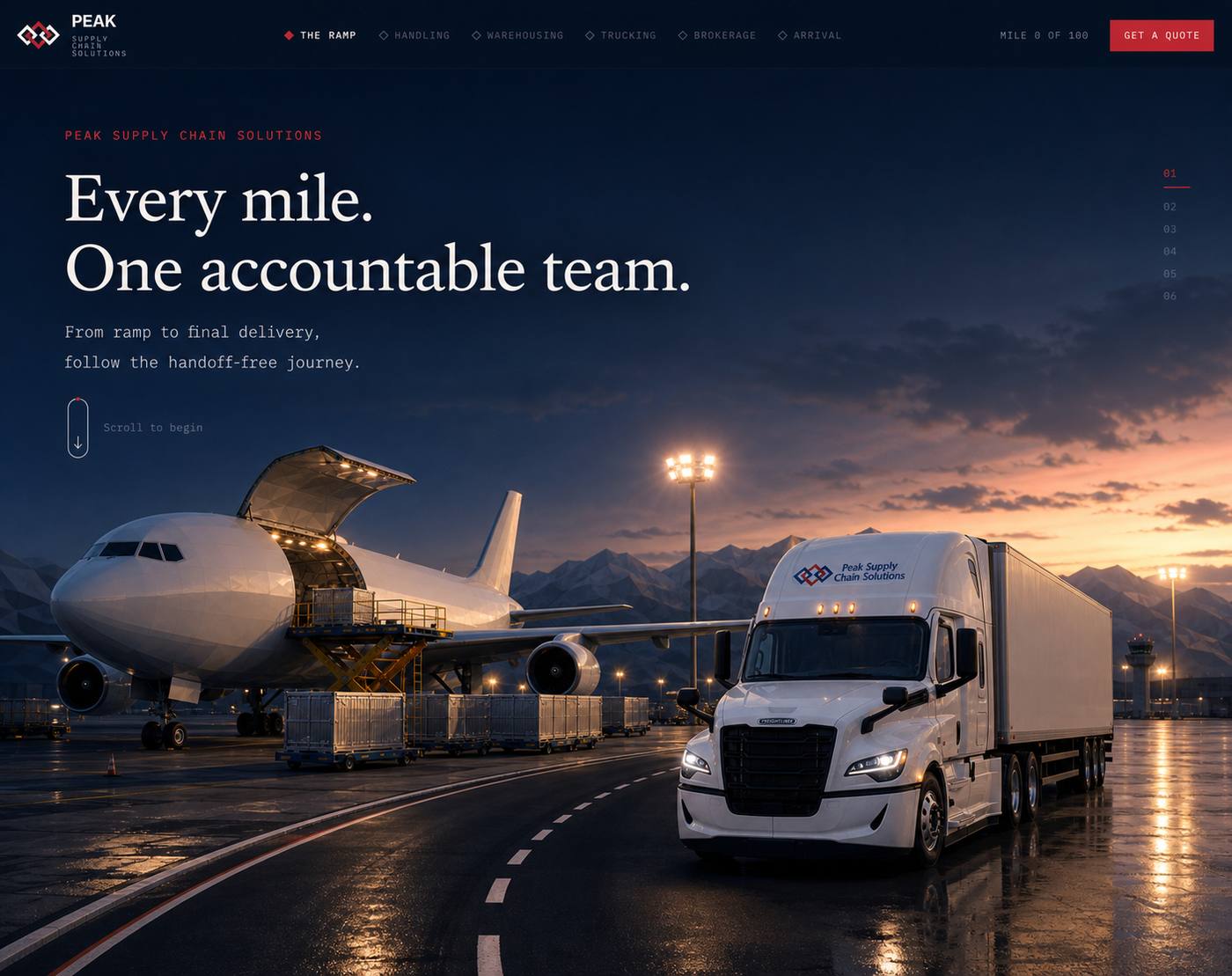 Generated reference frame — homepage hero, aircraft to truck · v01