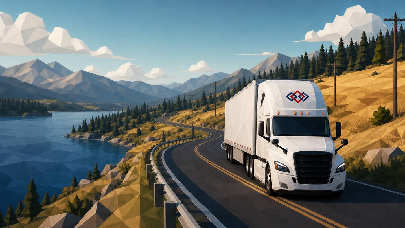 Generated reference frame — asset based trucking lakeside road